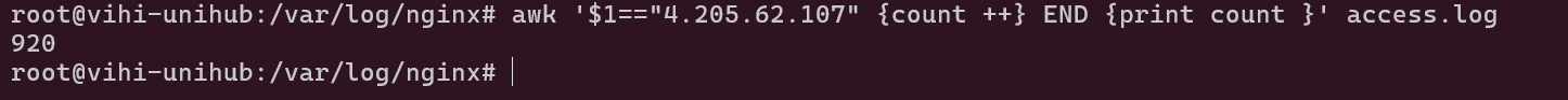 AWK command output showing 920 requests