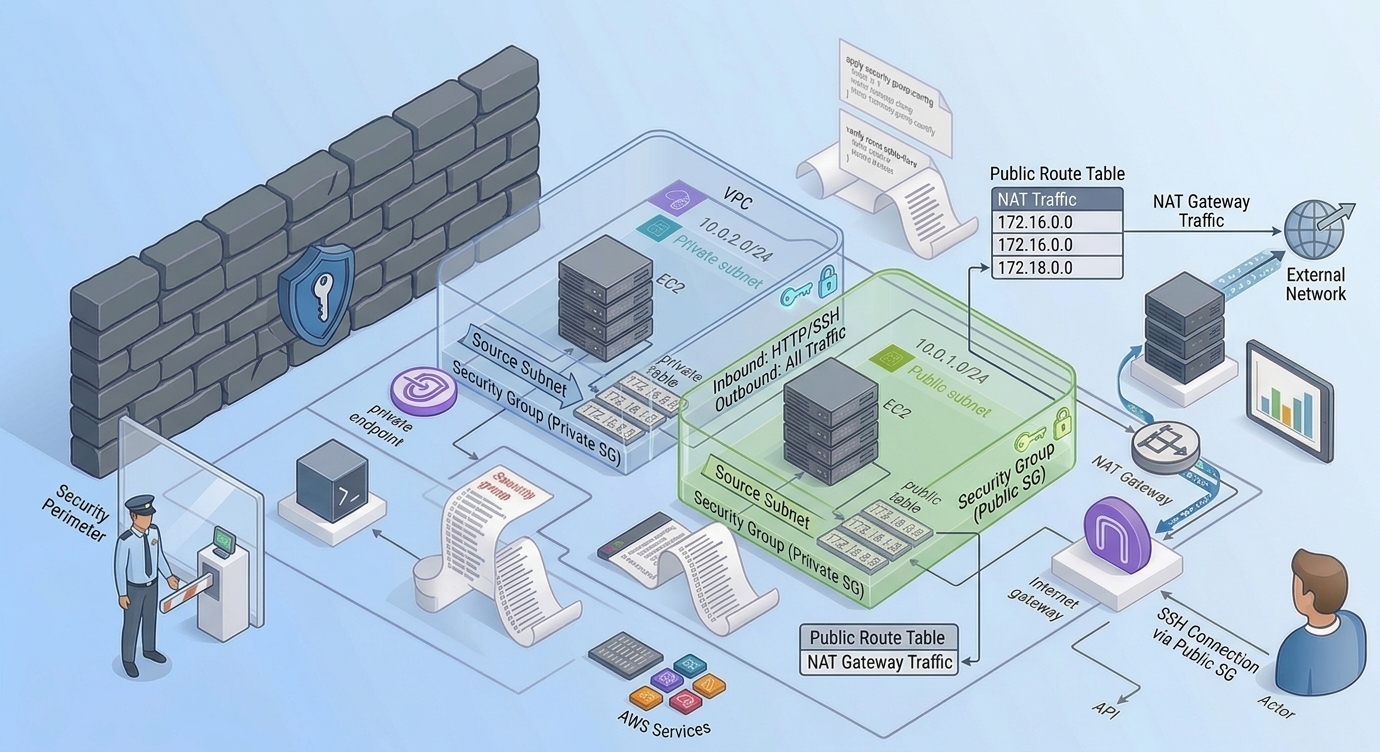 Diagram of an AWS VPC with public and private subnets